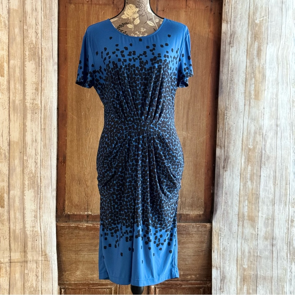 BCBG MAXAZRIA Dress Short Sleeve Royal Blue and Black